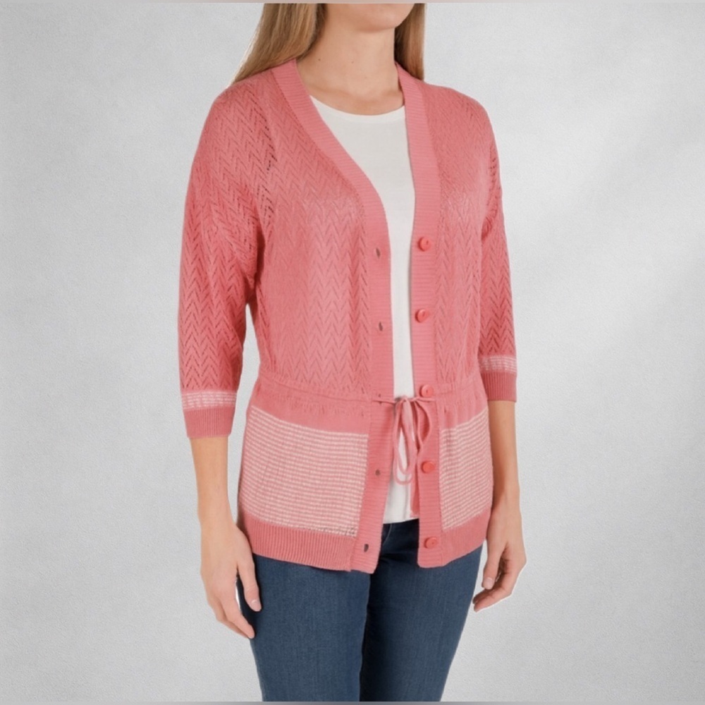 Merona Womens Cardigan  Plus Size 24/26 Pink V-Neck Button Down Cardigan Sweater